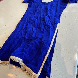 Blue short sleeves Silk Dres Pakistani dress